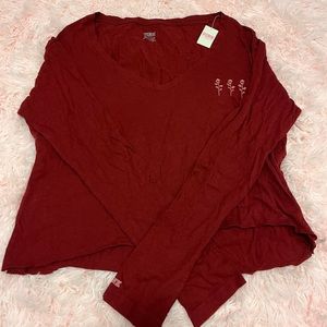 PINK Red Rose Long Sleeve